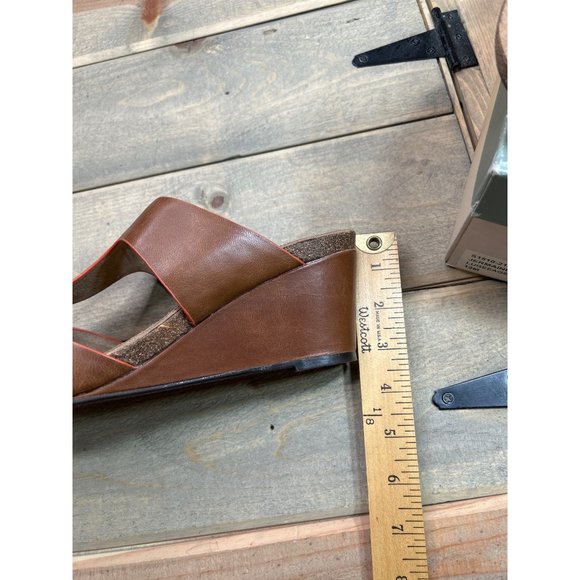 NEW Softwalk Brown Tan Slip On Wedge Sandals Womens 12M Jermaine - Picture 8 of 9